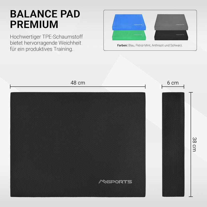 MSPORTS Balance Pad - Premium - inkl. Balance - Übungsposter - Gleichgewichtstraining und Koordinati