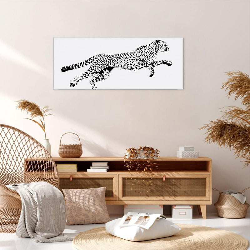 Wandbilder Dekoration Wohnzimmer Gepard Tier Dots Panorama Bilder auf Leinwand 120x50cm Leinwandbild