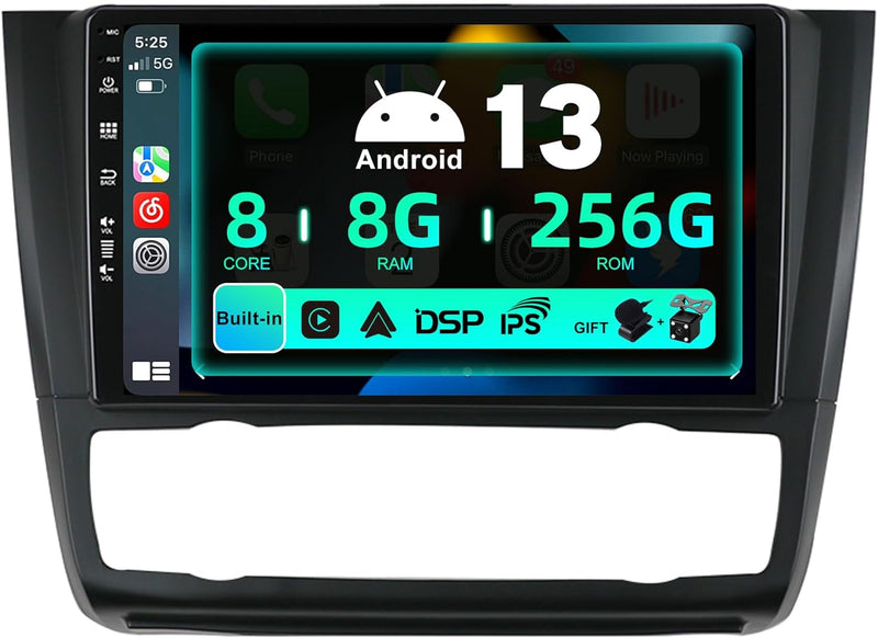 SXAUTO ¦ 8G+256G ¦ Android 12 IPS Autoradio für BMW 1 Series E81 E82 E87 E88 (2004-2012) - Eingebaut