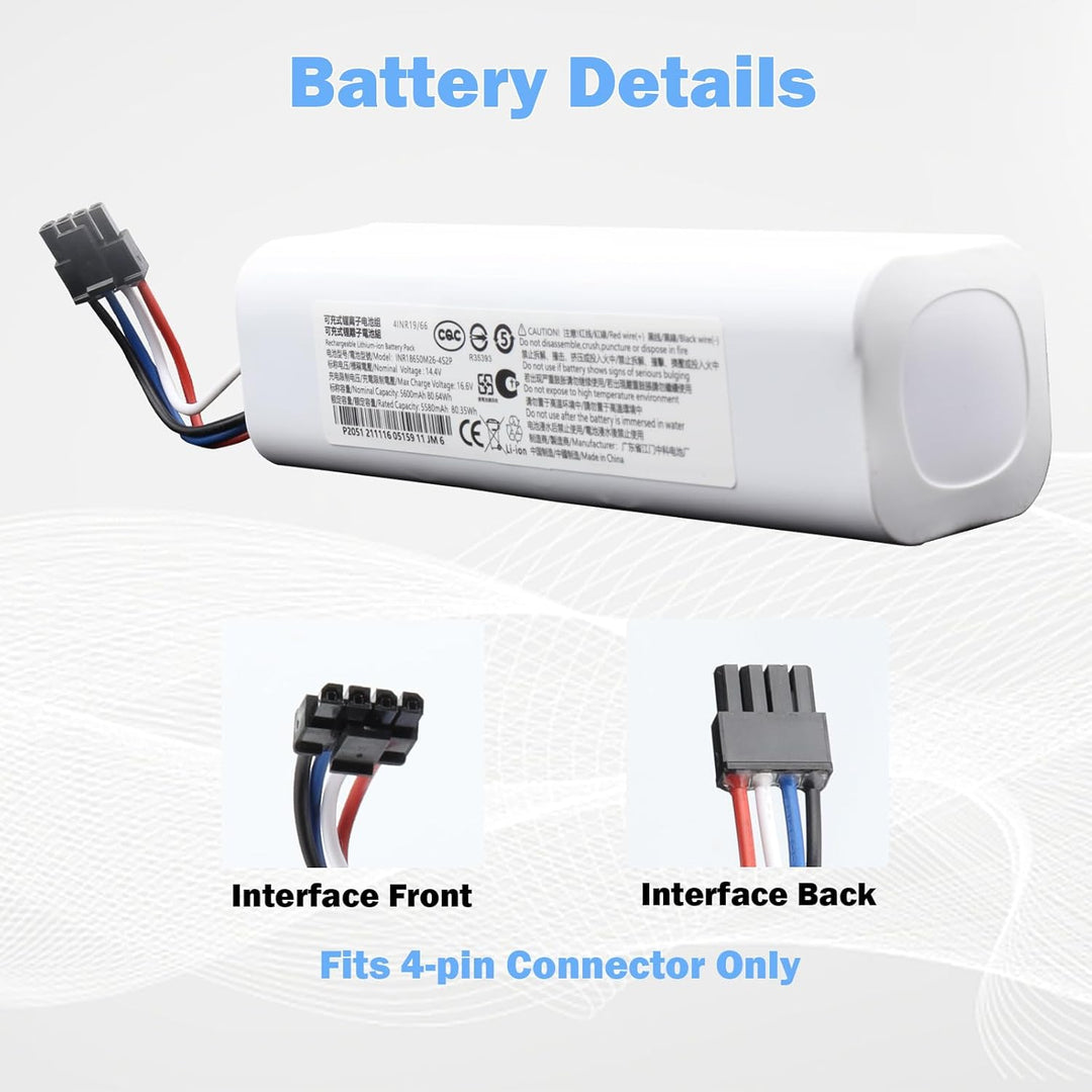 14,4 V 5600 mAh Akku kompatibel mit Dreame D9 F9 L10Pro L10Plus P2150 P2008 S10 S10 Pro S20 X10 X20