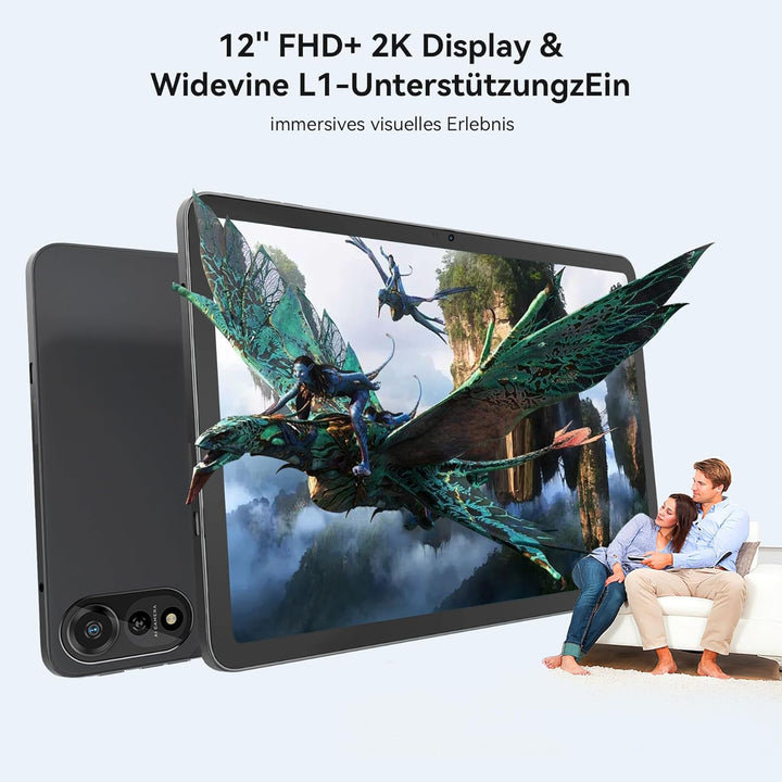 Blackview Mega2 Android 15 Tablet 12 Zoll mit Tastatur, 24GB RAM+256GB ROM, 2K FHD Grosses Display G