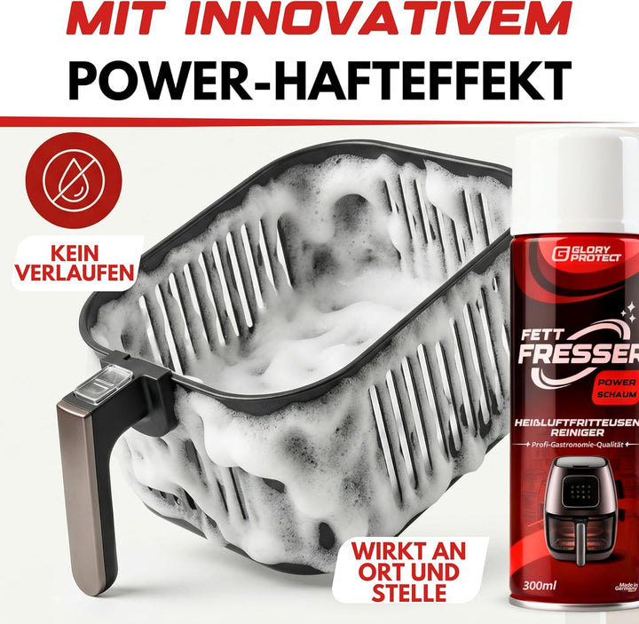 Airfryer-Reiniger Power-Schaum für Heissluft-Fritteuse und Backofen | Starker Fettlöser mit Hafteffe