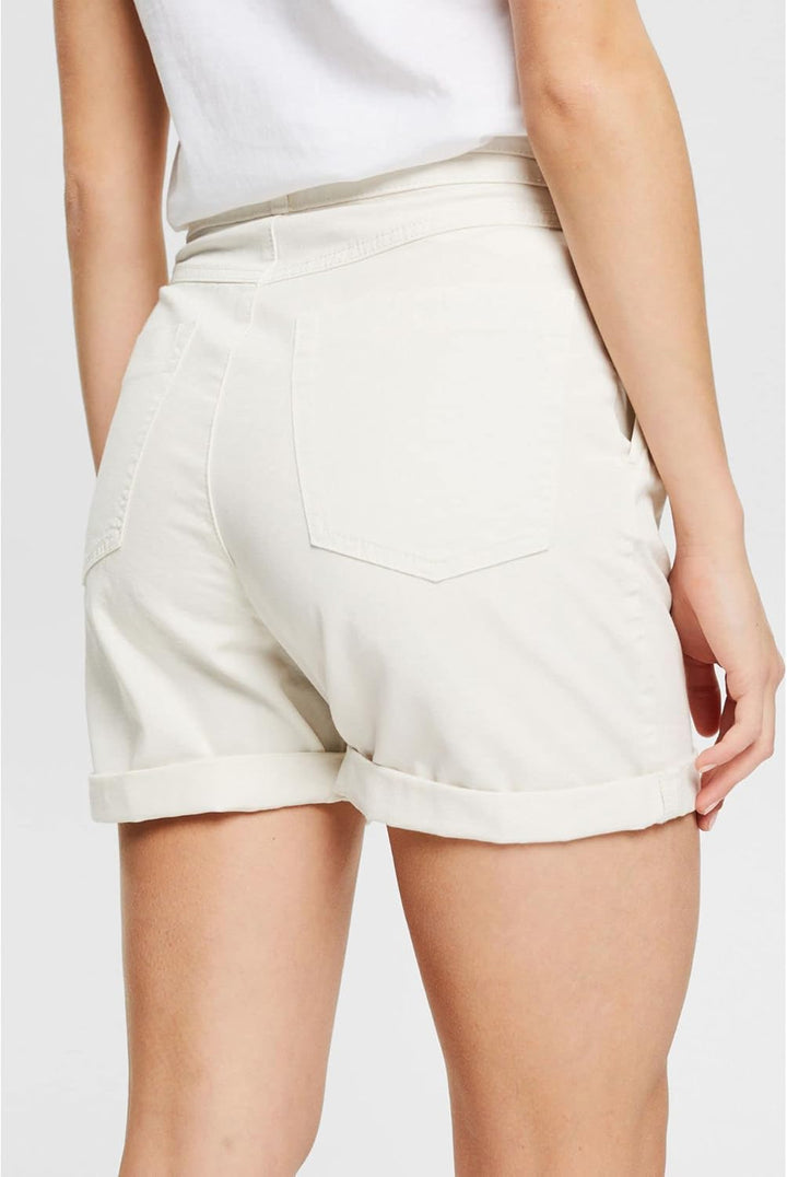 ESPRIT Shorts mit Bindegürtel, Bio-Baumwolle 44 110/Off White, 44 110/Off White