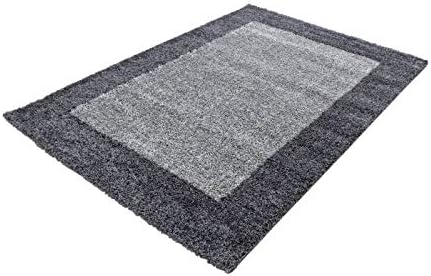Carpettex Hochflor Teppich Wohnzimmer Shaggy Flokati Teppich Modern Bordüre Design 80 x 250 cm Flur