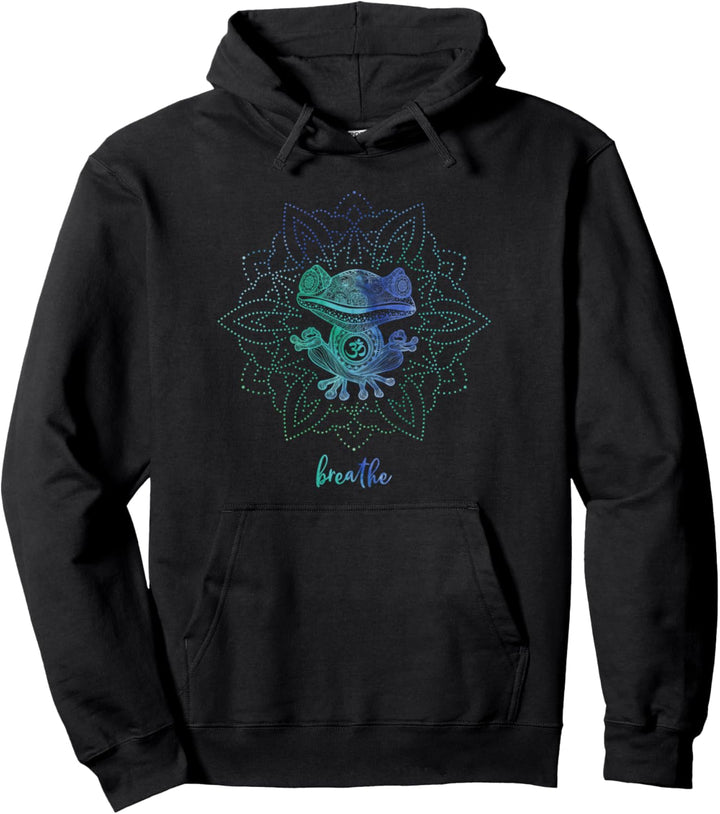 Om Zen Yoga Tier Spirituelle Pose Relax Meditierender Frosch Pullover Hoodie