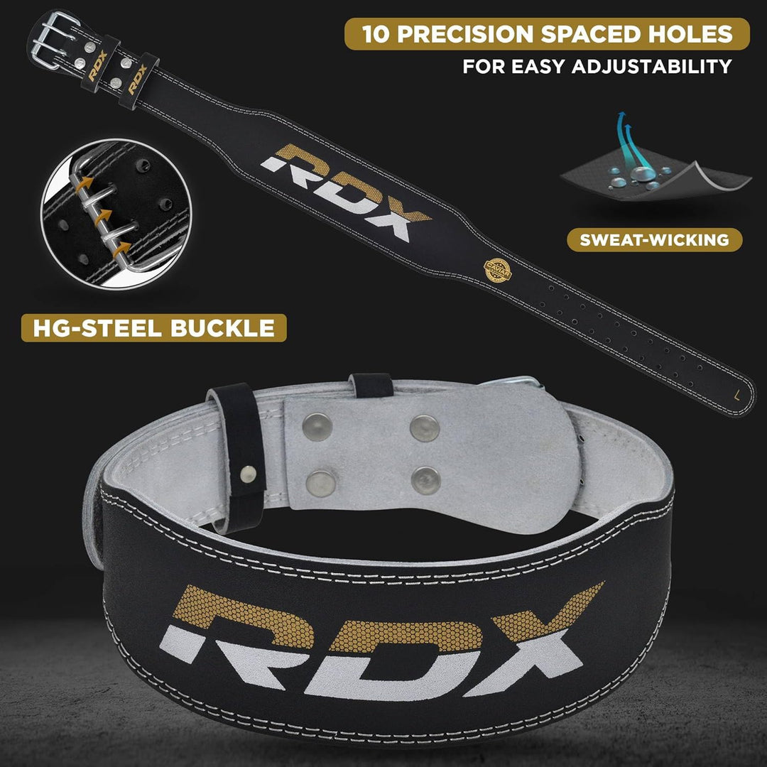 RDX 4” Gewichthebergürtel Leder, 10 Verstellbar Löcher Trainingsgürtel Schnalle, Powerlifiting Fitne