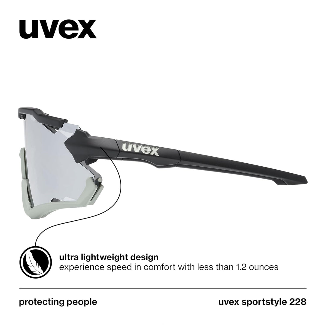uvex Unisex Sportstyle 228 Sportbrille (1er Pack) Einheitsgrösse black sand mat/silver, Einheitsgrös