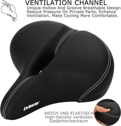 DAWAY C30 Bequemer Übergrosser Fahrradsattel - Extra Breiter Heimtrainer Fahrrad Sattel für Damen He