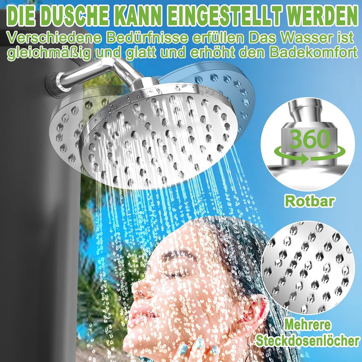 XMTECH Solardusche 40L, Solar Gartendusche, Pooldusche & Aussendusche, mit Fussdusche, 360° Regendus