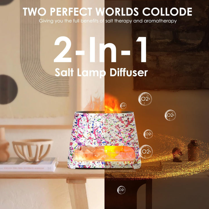 SALKING 2-in-1 Aroma Diffuser & Salt Range Pakistan Leuchte, Diffusor für ätherische Öle mit Flammen