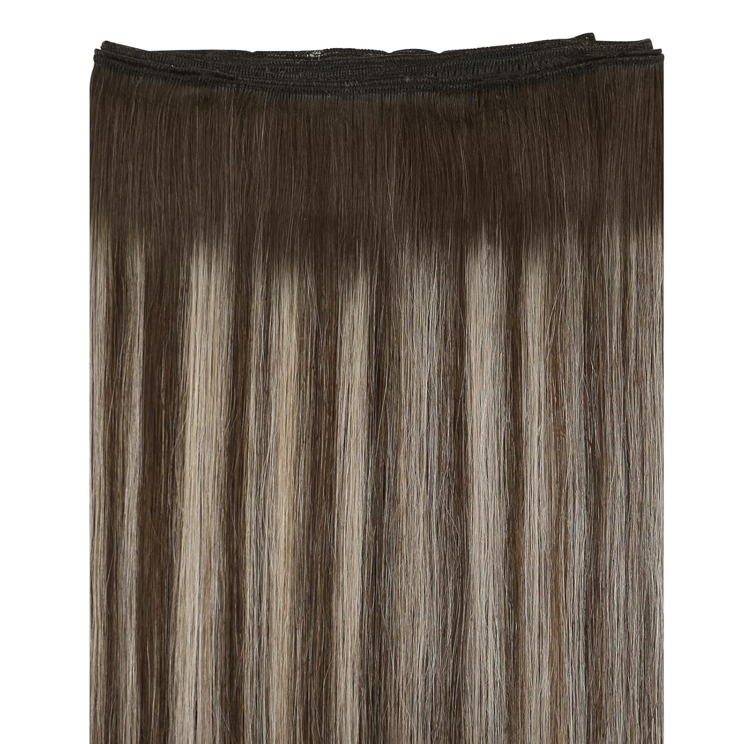 Ugeat Weft Extensions Echthaar Aschblond Balayage Tressen Extensions Echthaar Ombre Bunkelbraun Echt
