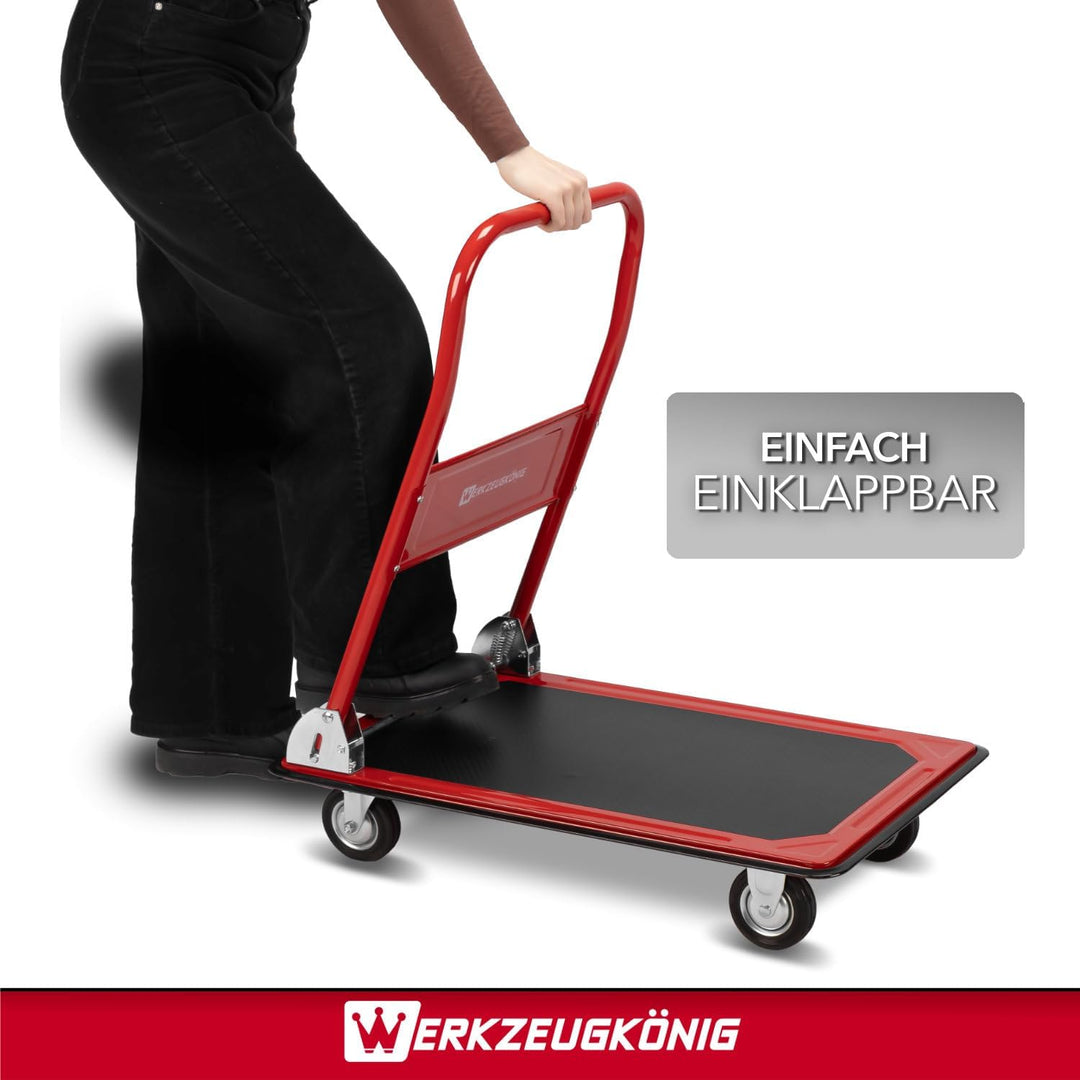 Plattformwagen 150kg Traglast - Transportwagen klappbar - Anti-Rutsch Ladefläche - Vollgummirollen -