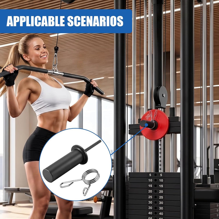 Gym Pin für Zusatzgewicht mit 1 x Spring Clip, Gympin Weight Stack, Gym Pin Extender, Durchmesser 10