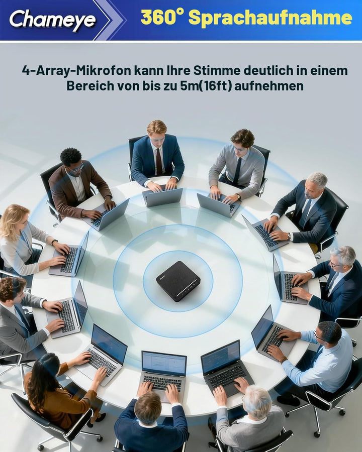 Chameye 4K 20x AI PTZ Konferenzkamera Set mit Bluetooth Konferenzmikrofon, 4K PTZ Kamera mit KI-Auto