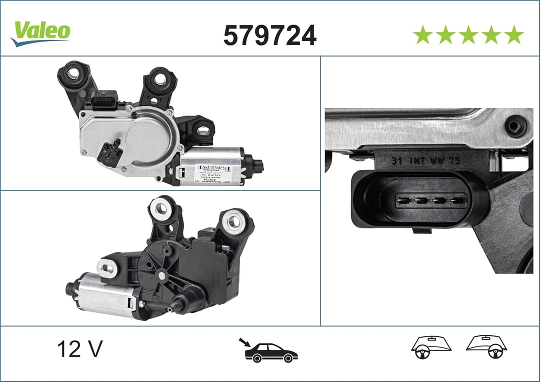 VALEO 579724 Wischermotor VALEO Heckwischermotor 579724 PORSCHE CAYENNE 92A