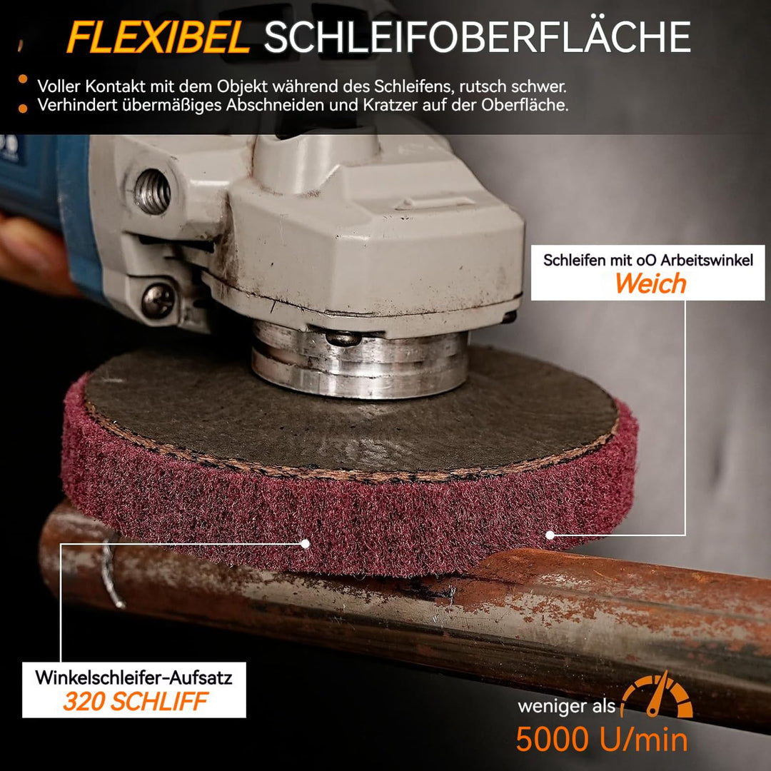 SI FANG 5 Stück 115 mm Nylonfaser-Fächerscheiben, Polierscheibe mit 320er Körnung, Scheuerschwämme,