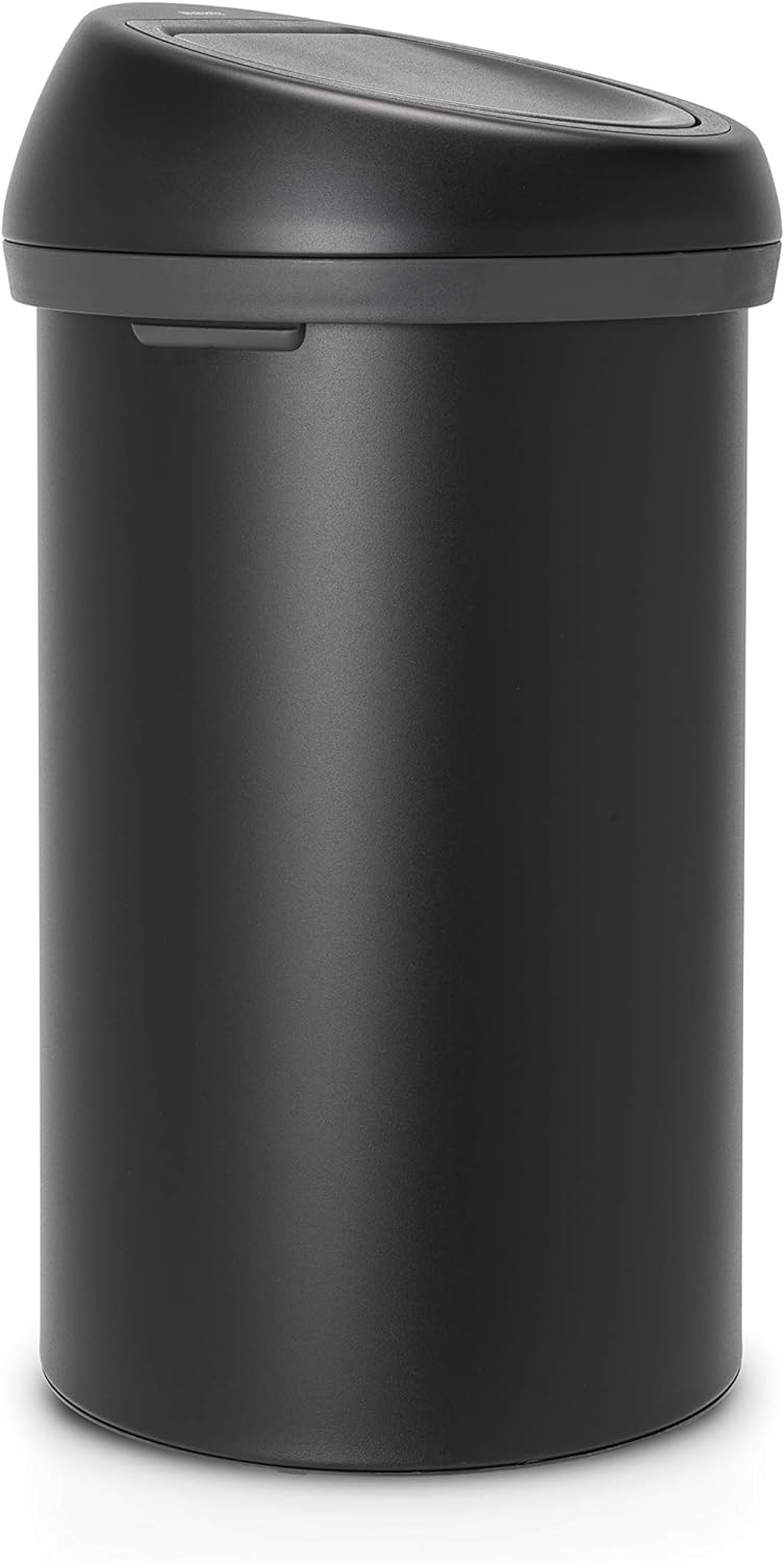 Brabantia Grosser Mülleimer mit Touch-Funktion, Stahl, Mineral Mondlicht Schwarz, (60L) UK 60 Liter