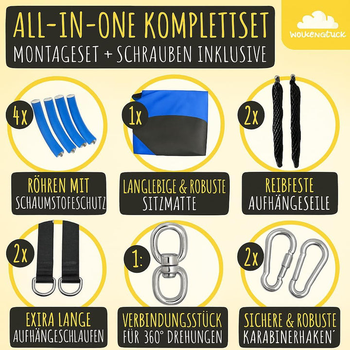 WOLKENGLÜCK® Nestschaukel [Ø 60 cm] - Höhenverstellbare Schaukel Outdoor & Indoor für Kinder und Erw