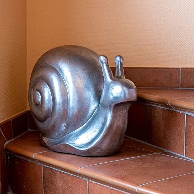 IDYL Moderne Skulptur Figur Sandsteinguss Schnecke |silberfb. | 51x30x36 cm | Dekorationsfigur für j