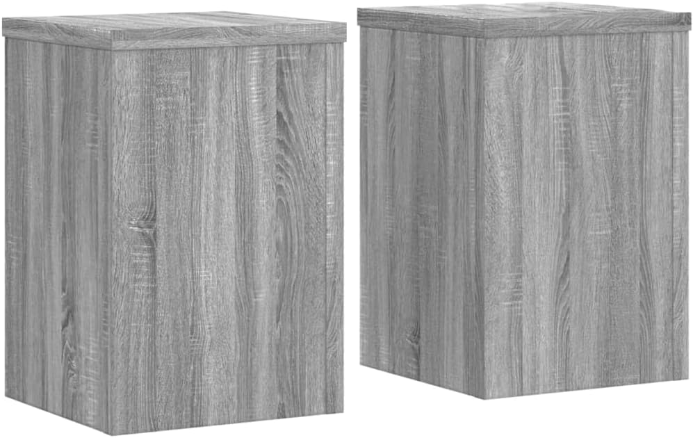 Pflanzenständer, 2 Stück, Holz, Grau, Sonoma, 25 x 25 x 35 cm, hohles Regal, hochfest, kann mit Sand