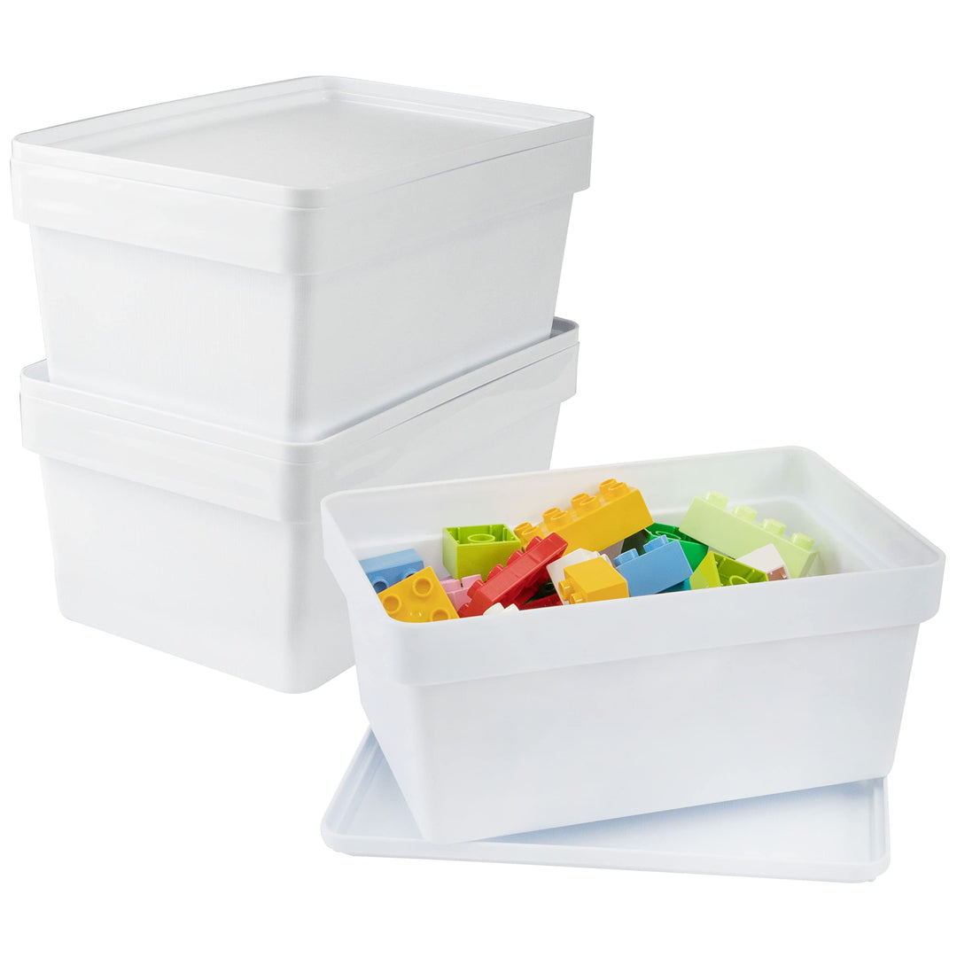3 x Ordnungsbox Deckel stapelbar weiss DINA5 12cm 17x25x12cm 3,6L Kunststoff Weiss - mit Deckel 3 St