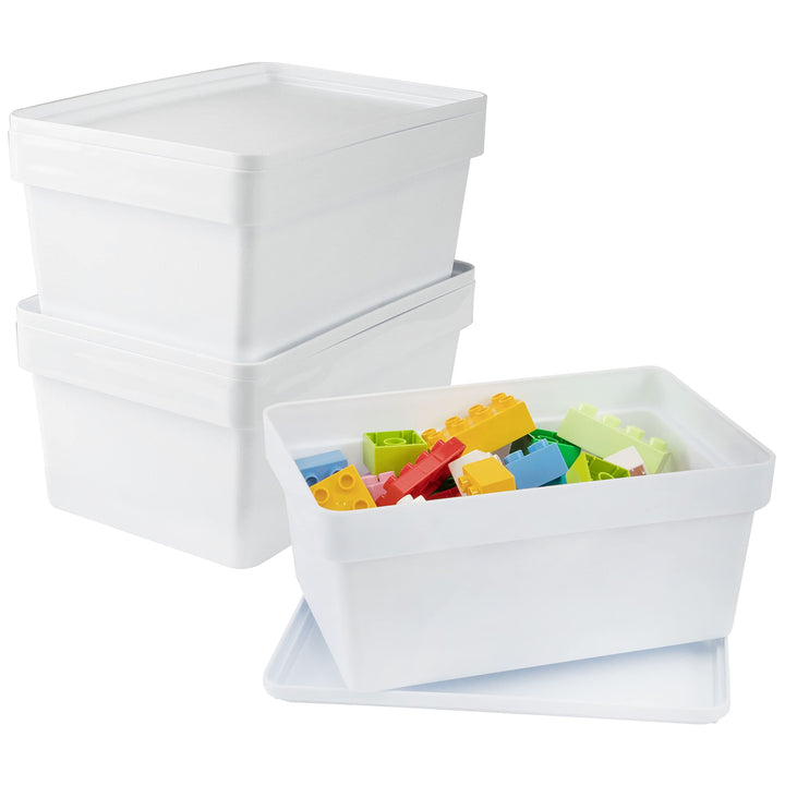 3 x Ordnungsbox Deckel stapelbar weiss DINA5 12cm 17x25x12cm 3,6L Kunststoff Weiss - mit Deckel 3 St
