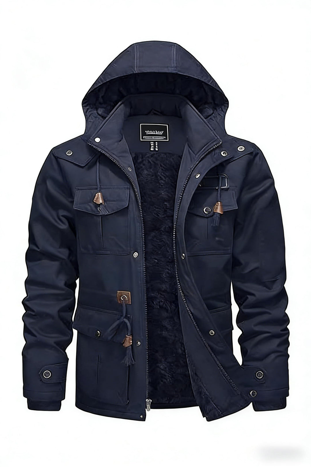 KEFITEVD Winterparka Herren Fleece Gefüttert Winterjacke mit Viele Taschen Kapuze Warm Winter Mantel