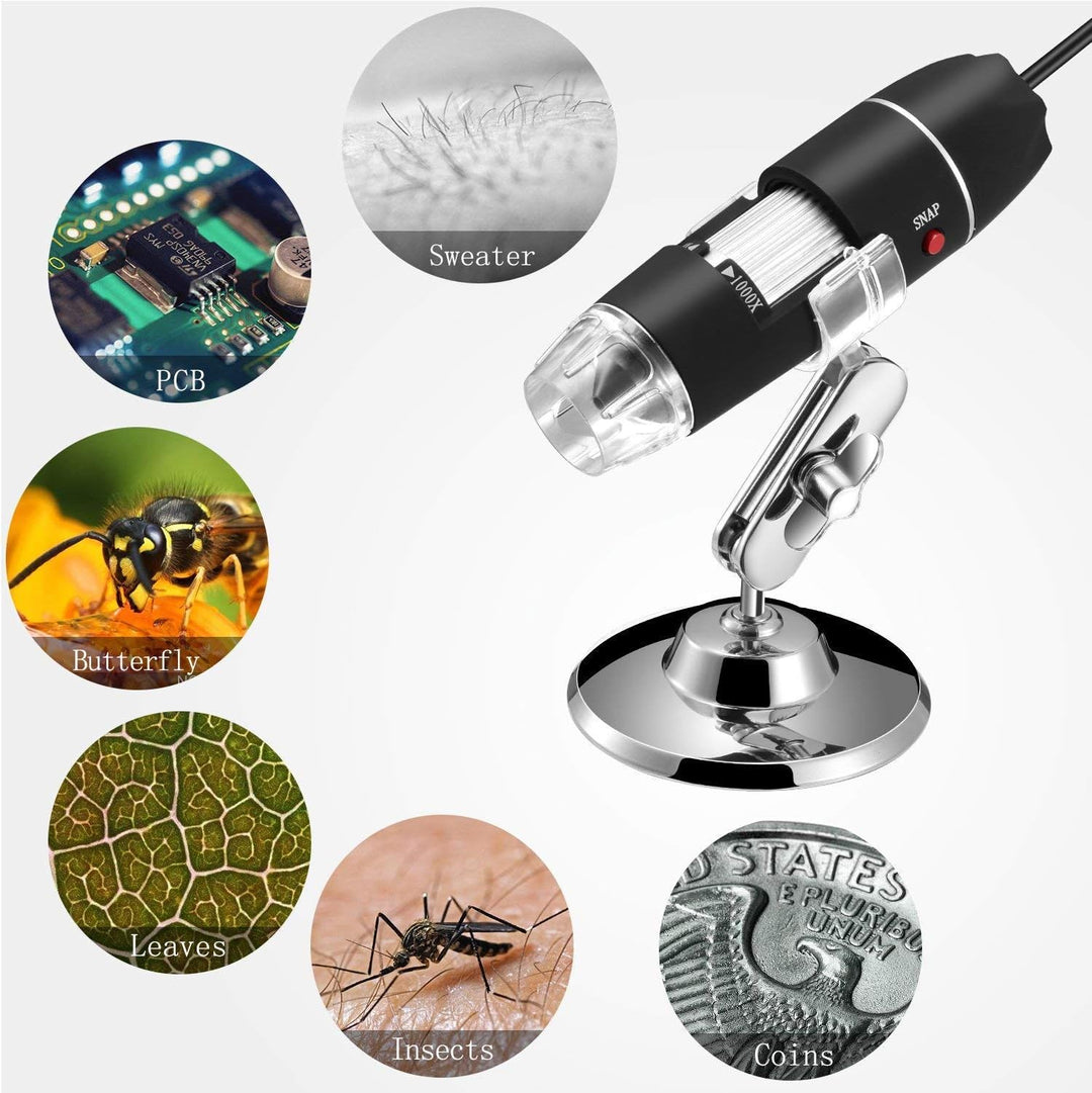 Jiusion 40-1000x Vergrösserung Endoskop, 8 LED USB 2.0 Digital Mikroskop, Mini Kamera mit OTG Adapte