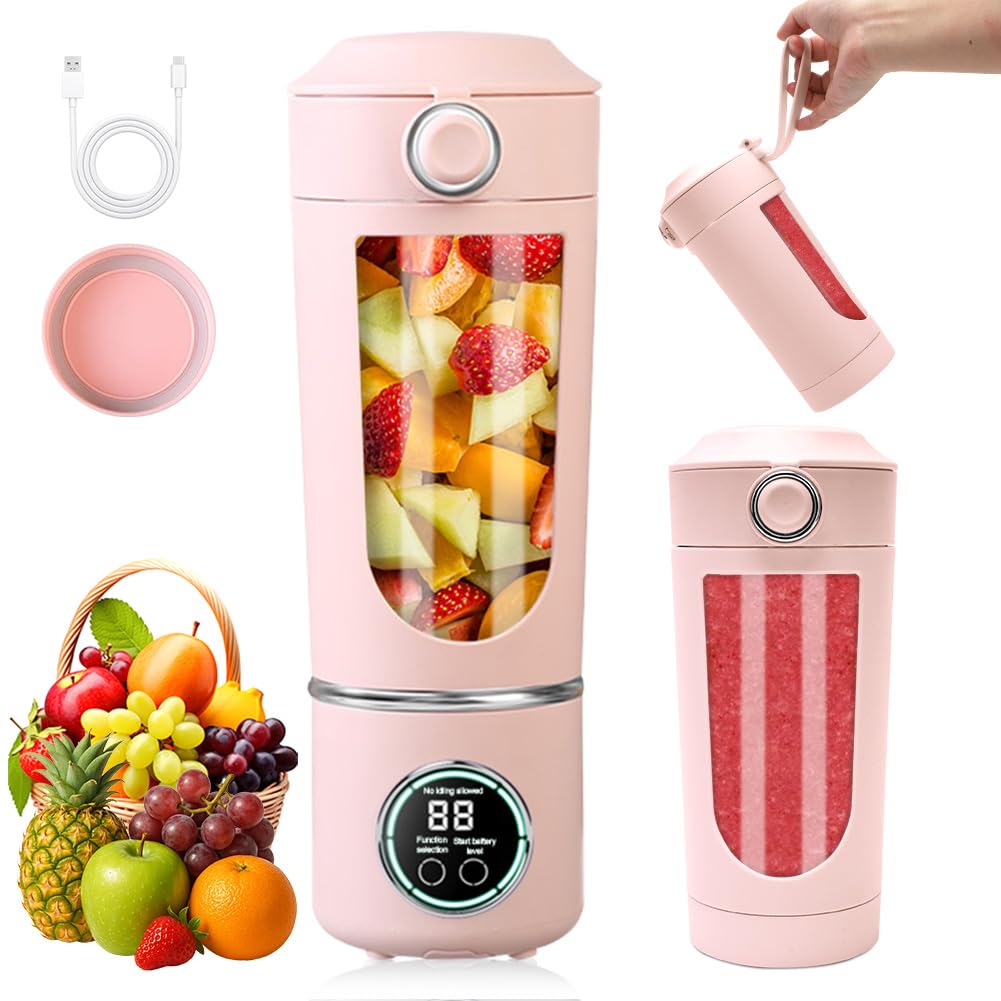 Tragbarer Mixer, 700 ml kleiner Smoothie Mixer, Mini-Standmixer mit 12 Edelstahlklingen und Digitala