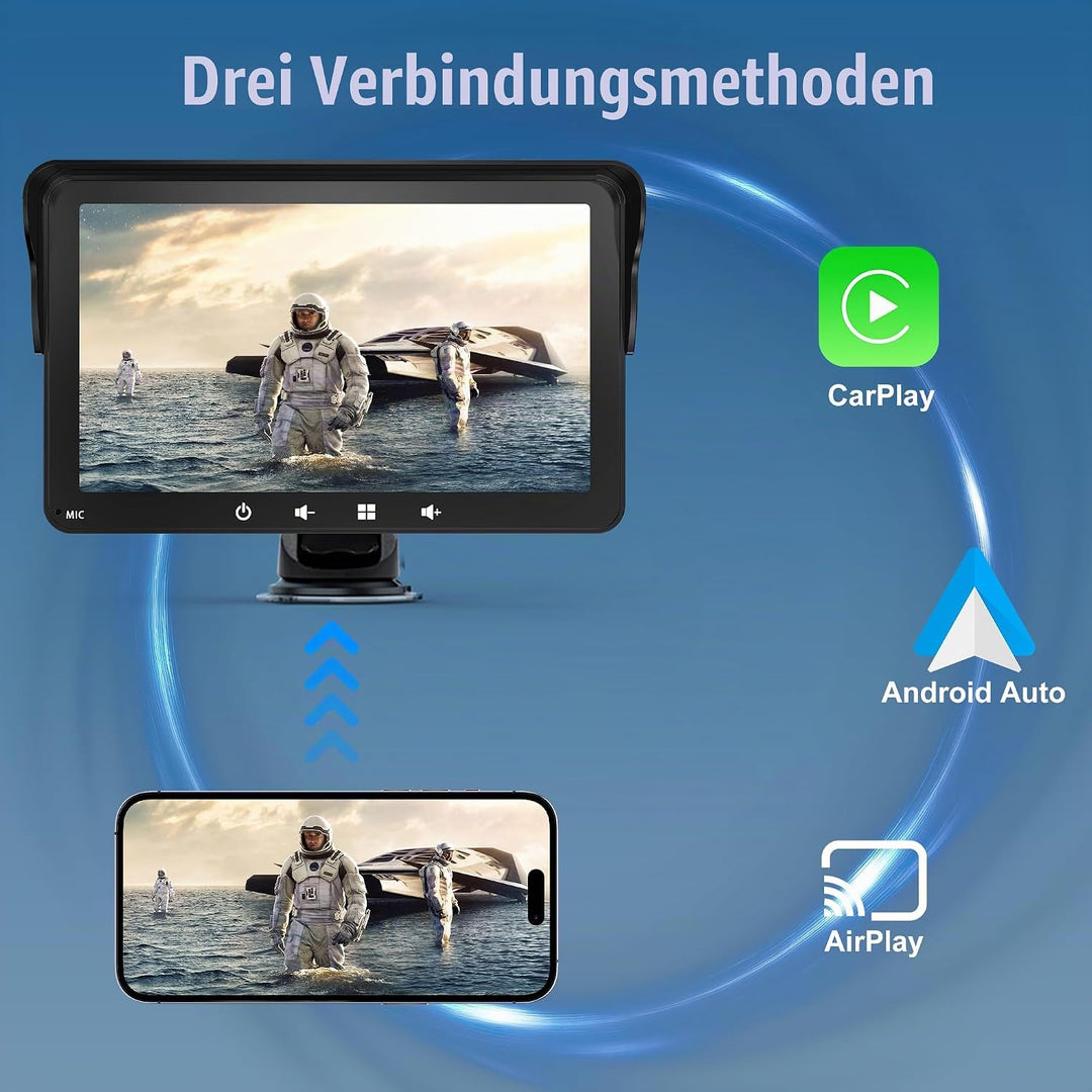 7 Zoll Wireless CarPlay &amp; Android Auto Display mit Sonnenblende 7 inch screen + sun visor, 7 inch sc