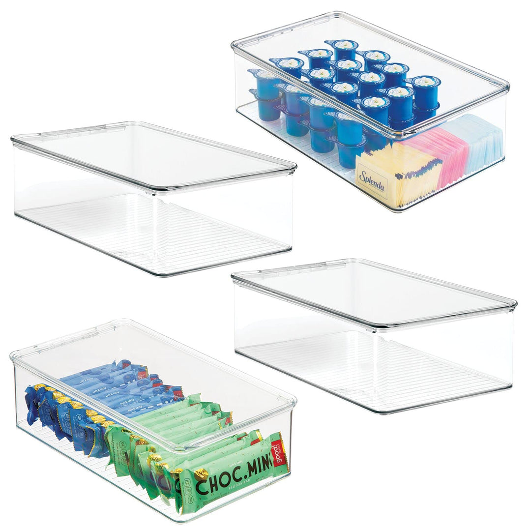 mDesign 4er-Set Kühlschrankbox – Kühlschrank Vorratsdose mit Deckel – lebensmittelechte Aufbewahrung