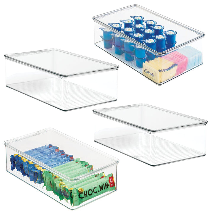 mDesign 4er-Set Kühlschrankbox – Kühlschrank Vorratsdose mit Deckel – lebensmittelechte Aufbewahrung