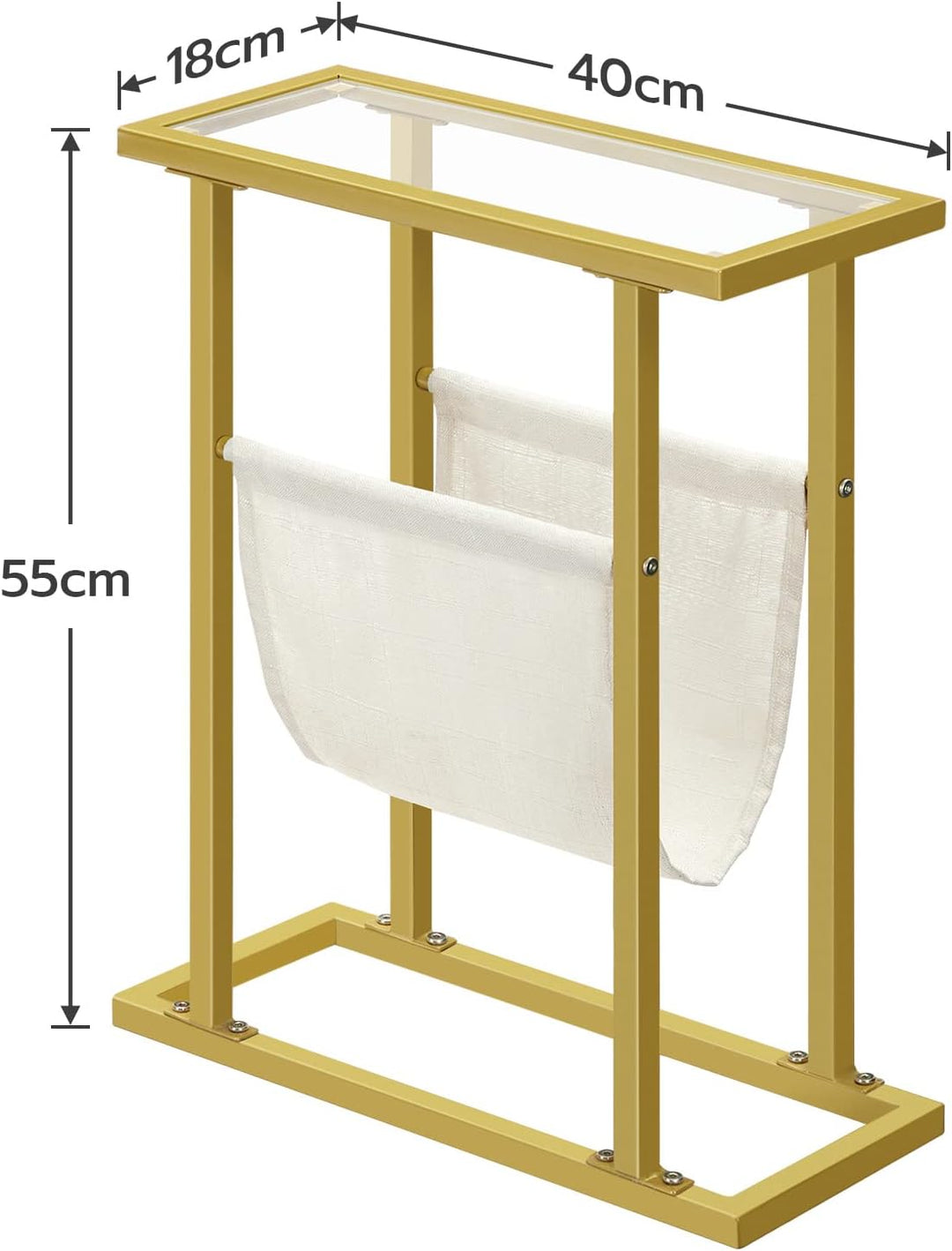 HOOBRO Beistelltisch, schmaler Bett-Beistelltisch, Beistelltisch aus gehärtetem Glas, Kleiner Beiste
