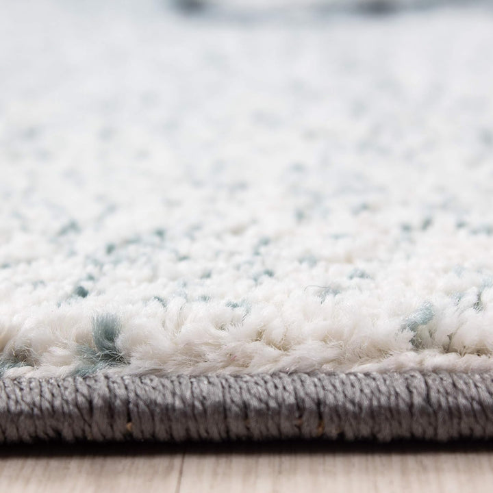 Kinderteppich für Jungen und Mädchen Elefant Muster 120 cm Rund Blau - Kurzflor Waschbarer Teppich E