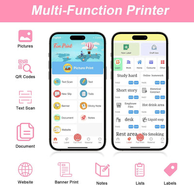 GuKKK Mini Drucker, Mobiler Fotodrucker, Tragbarer Mini Fotodrucker, Wireless Fotodrucker Thermodruc