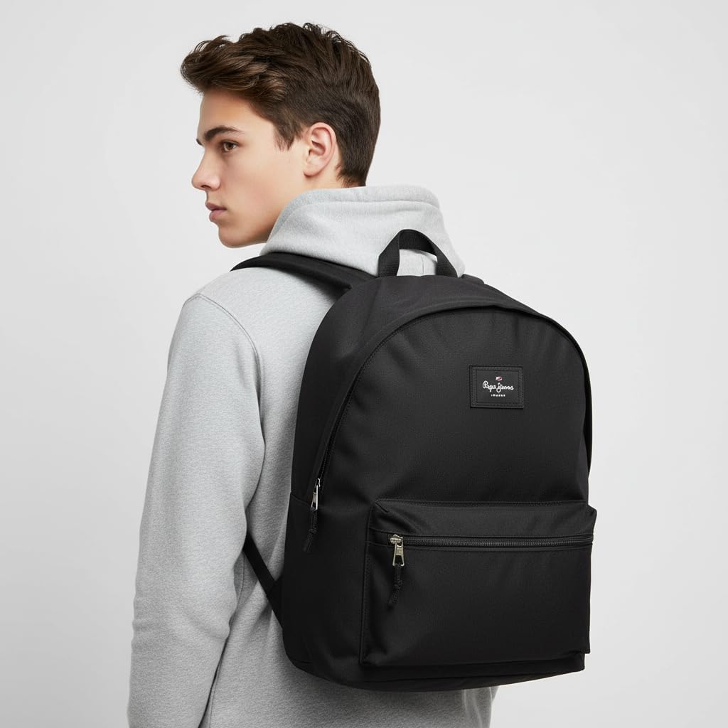 Pepe Jeans Unisex, Kinder Aris Rucksack und Federmäppchen (1er Pack) 30cm x 44cm x 20cm Schwarz, 30c