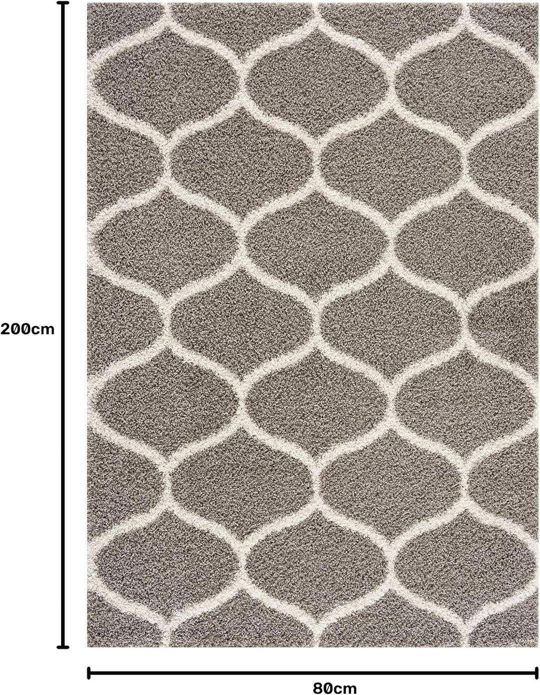 SANAT Madrid Shaggy Teppich - Hochflor Teppiche für Wohnzimmer, Schlafzimmer, Küche - Morocco Grau,