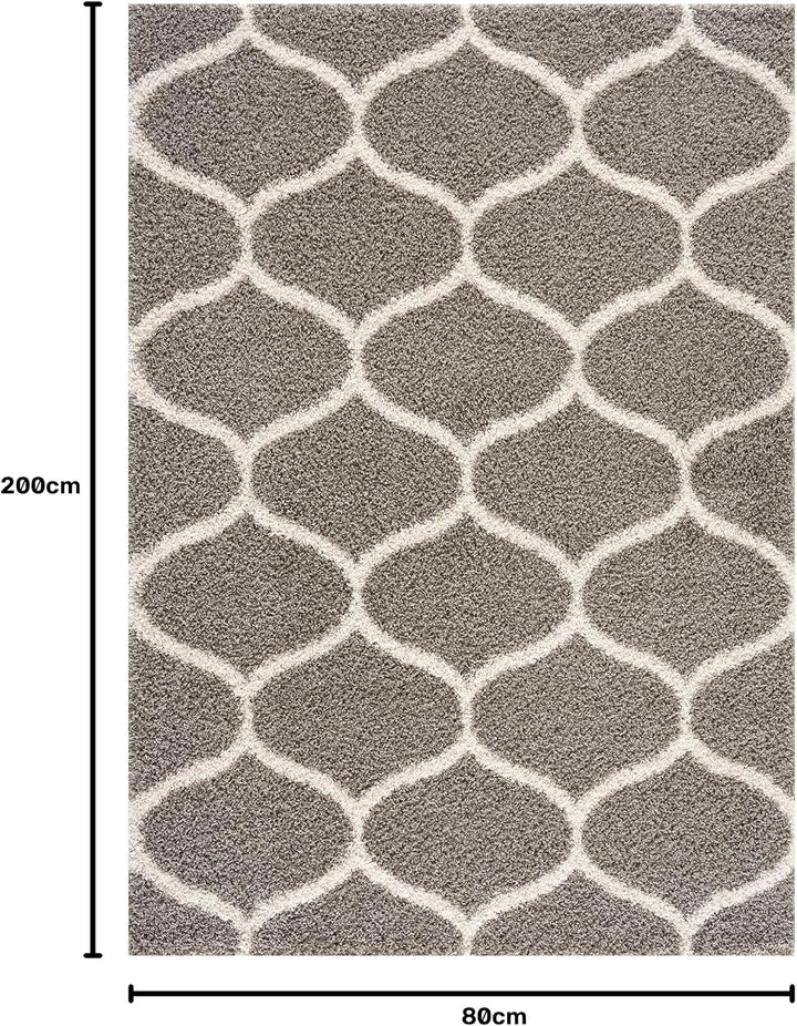 SANAT Madrid Shaggy Teppich - Hochflor Teppiche für Wohnzimmer, Schlafzimmer, Küche - Morocco Grau,