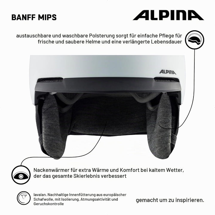 ALPINA Banff MIPS - Nachhaltiger, Sicherer und Leichter MIPS Skihelm Mit Schafswolle-Innenfutter Für