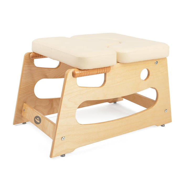 Bodhi Kopfstandhocker| Yoga Hocker aus Holz mit praktischen Griffen | Yogastuhl mit Polster für Umke