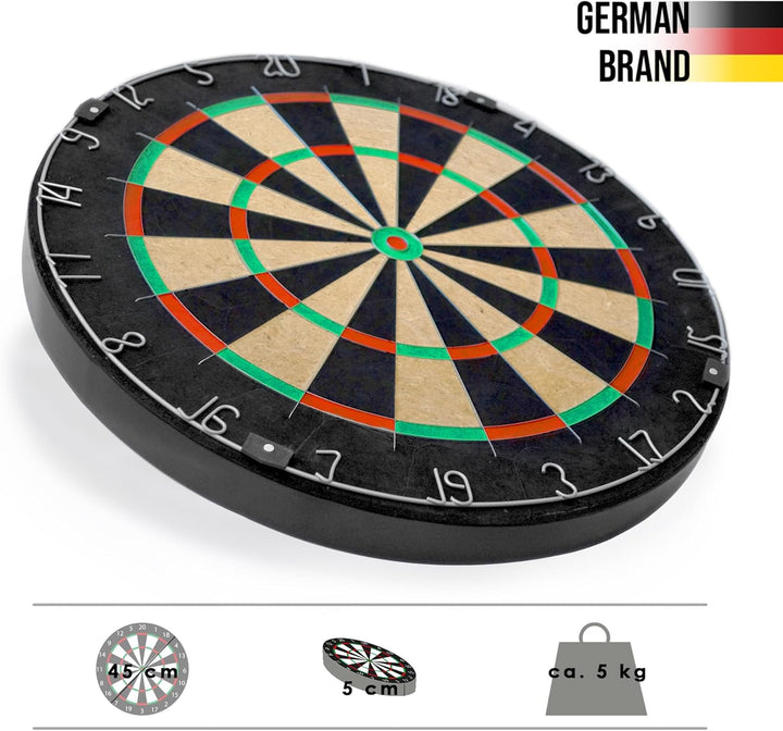 Karella Dartscheibe BullOut Steeldarts Set inkl. 6 Darts, Profi Turnier Dartboard ⌀ 45 cm, klammerfr