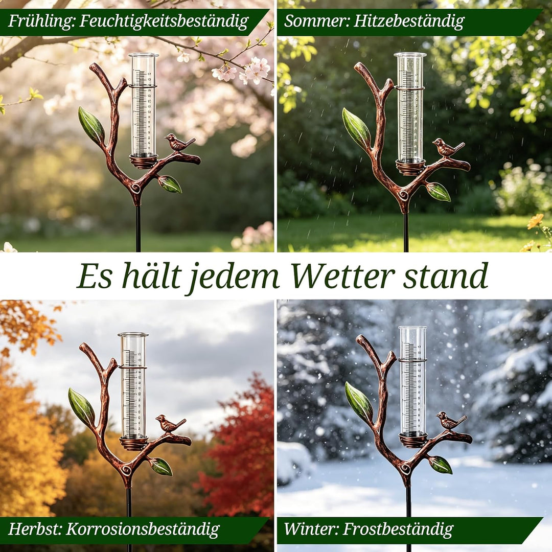 Regenmesser für Garten, Niederschlagsmesser Garten | Regenmesser mit h-förmigem Metallständer für Ga