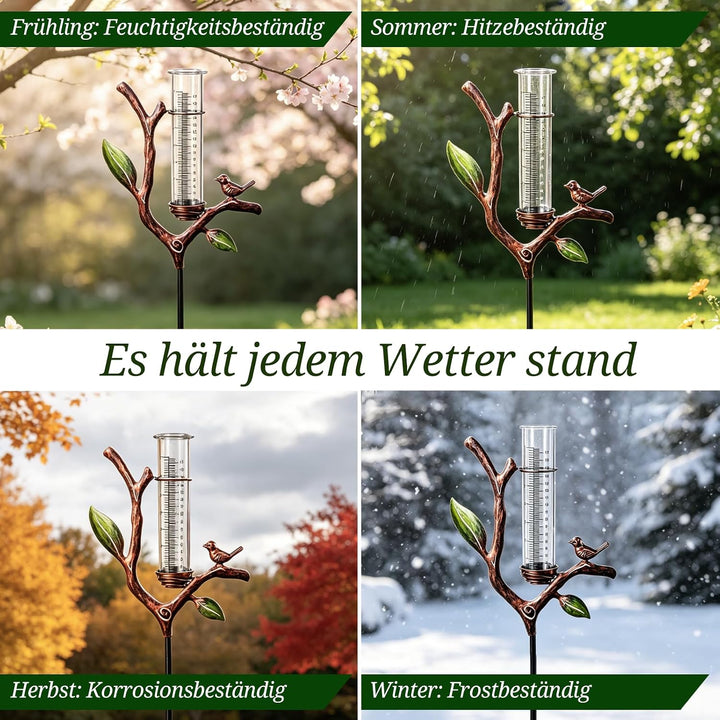 Regenmesser für Garten, Niederschlagsmesser Garten | Regenmesser mit h-förmigem Metallständer für Ga