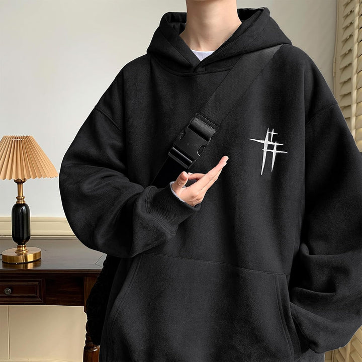 Herren-Kapuzenpullover, Kontrastfarbe, Patchwork, grosse Taschen M 23wy661black, M 23wy661black