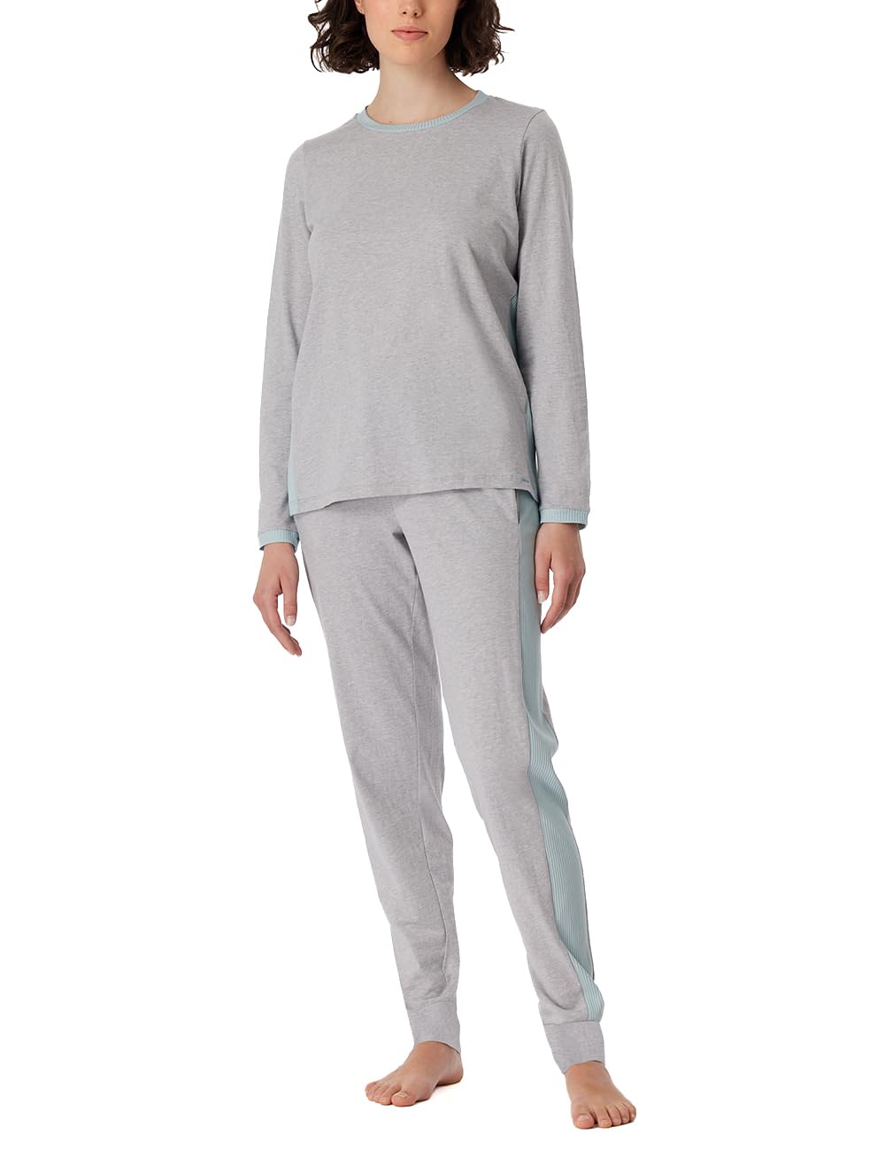 Schiesser Damen Schlafanzug lang Baumwolle - Nightwear 50 Dunkelgrau-mel._181242, 50 Dunkelgrau-mel.