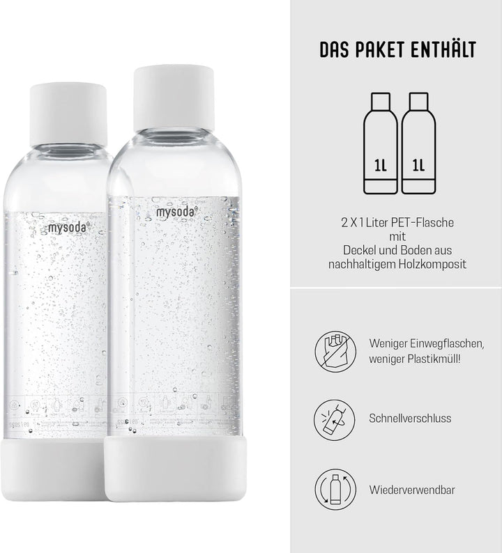 Mysoda: Wiederverwendbare Wasserflasche für Wassersprudler, BPA-freies Plastik, mit Quick-Lock Schne
