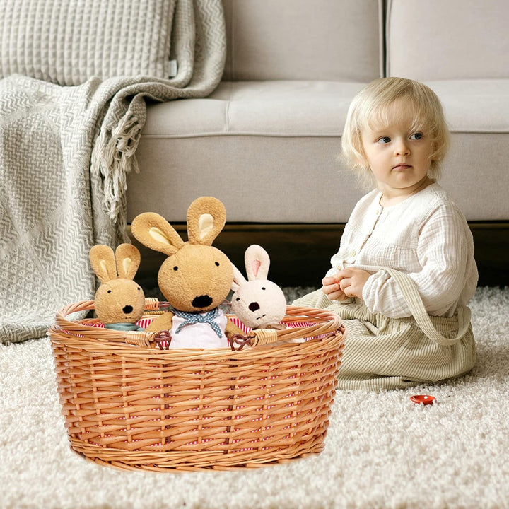 Picknickkorb aus Weidengeflecht mit doppelten, klappbaren Griffen, leerer Korb, günstige Ostereier,