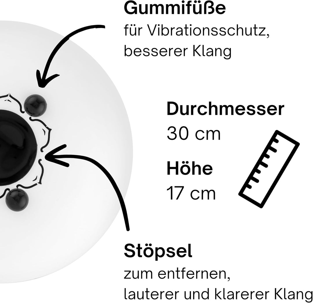 Sonodrum Zungentrommel "Standard" D - Dur in Weiss - 30 cm gross mit 11 Tönen - Steel Tongue Drum in