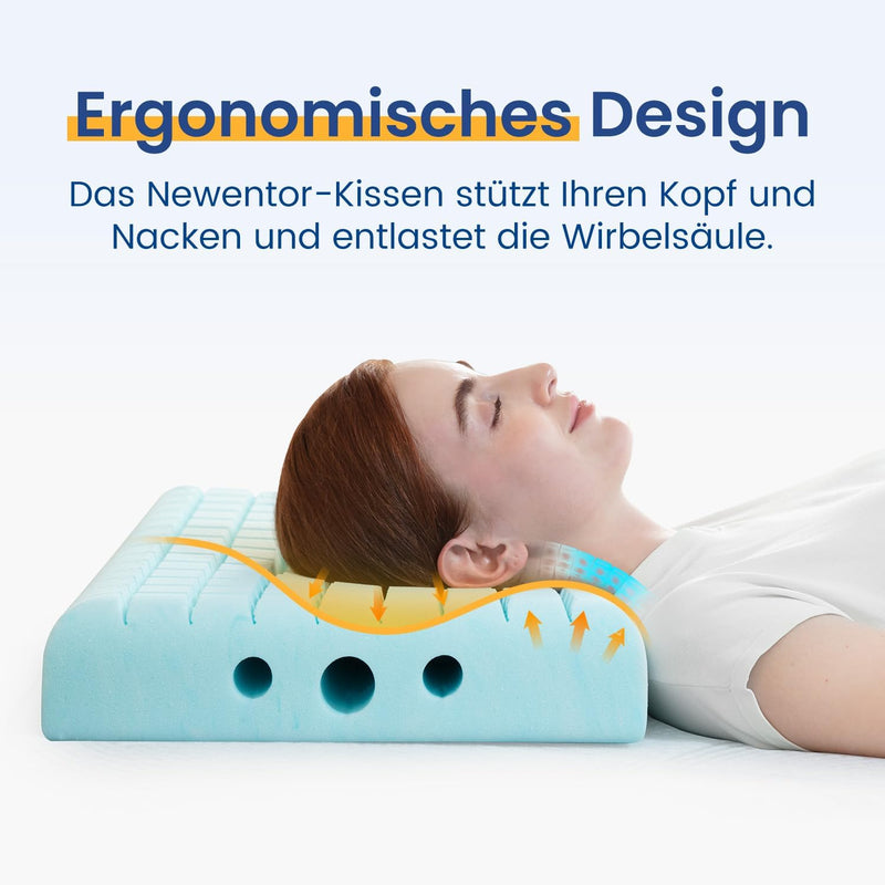 Newentor® Ergonomisches Nackenstützkissen, Höhenverstellbares Memory Foam Kissen, Orthopädisches Kis