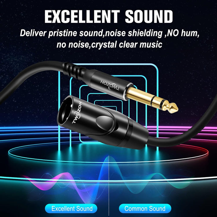 Twozoh XLR auf Klinke 6,3 5M, XLR Stecker auf TRS 6,35 mm Stereo Gitarrenkabel (Profesional/Hifi) 5M